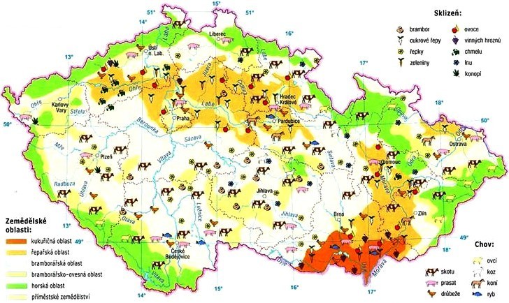 mapa zemědělství Zeměpisný web Daniela Svobody